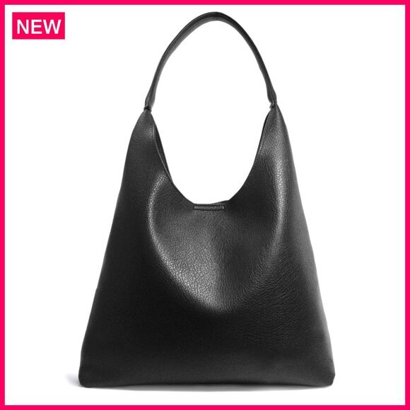 Handbags - Large Vegan Leather Hobo Tote Bag with Interior Pocket for Laptop